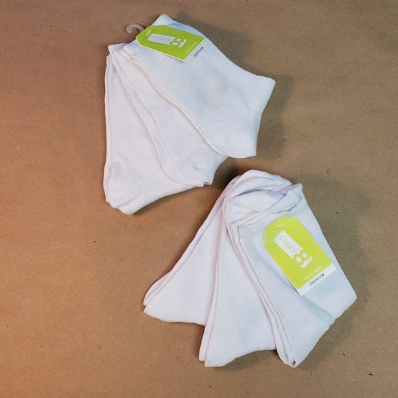 Crazy 8 Ankle Socks 6 Pack Large 3-5 White - Picture 1 of 5